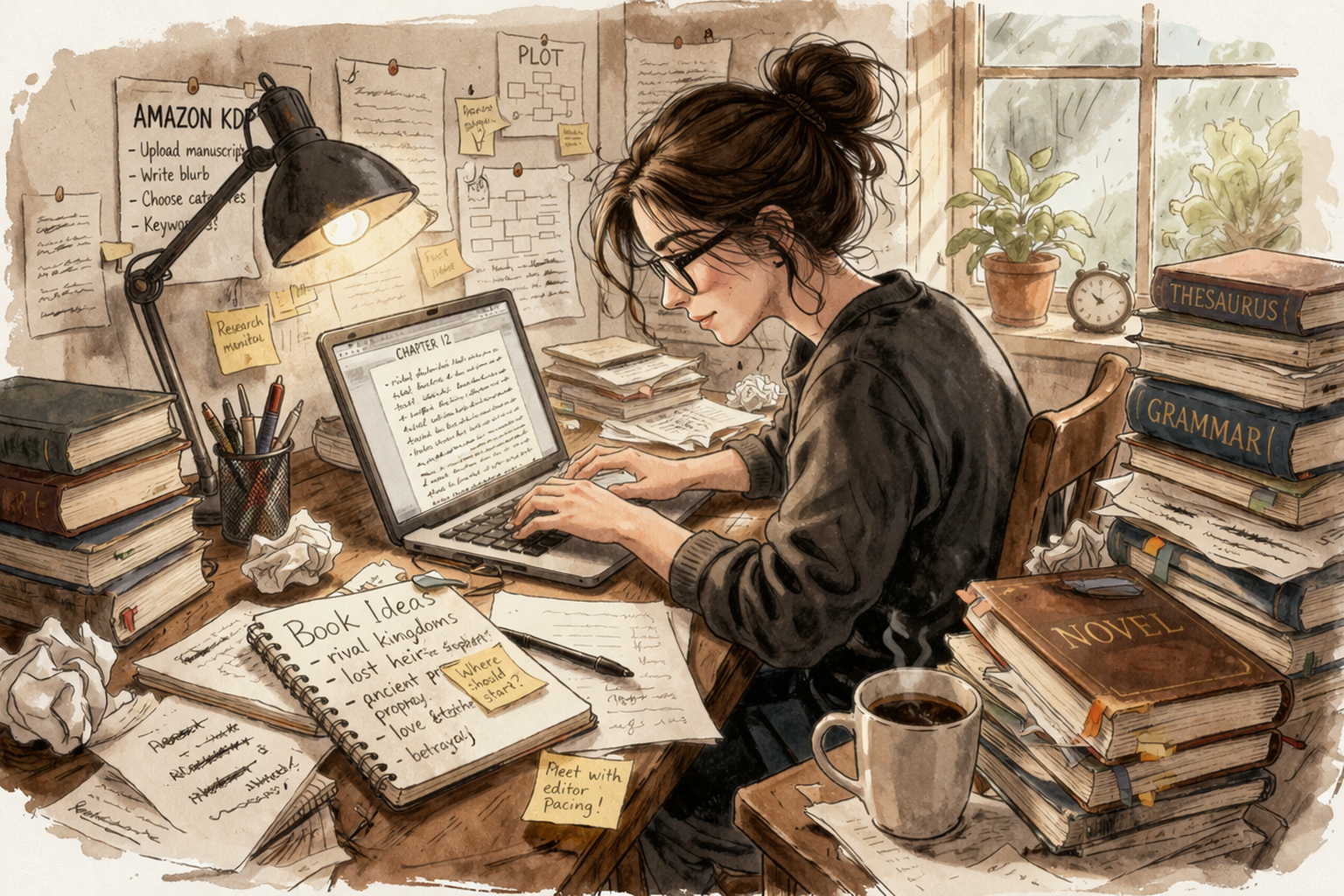 Cozy writer's study in progress